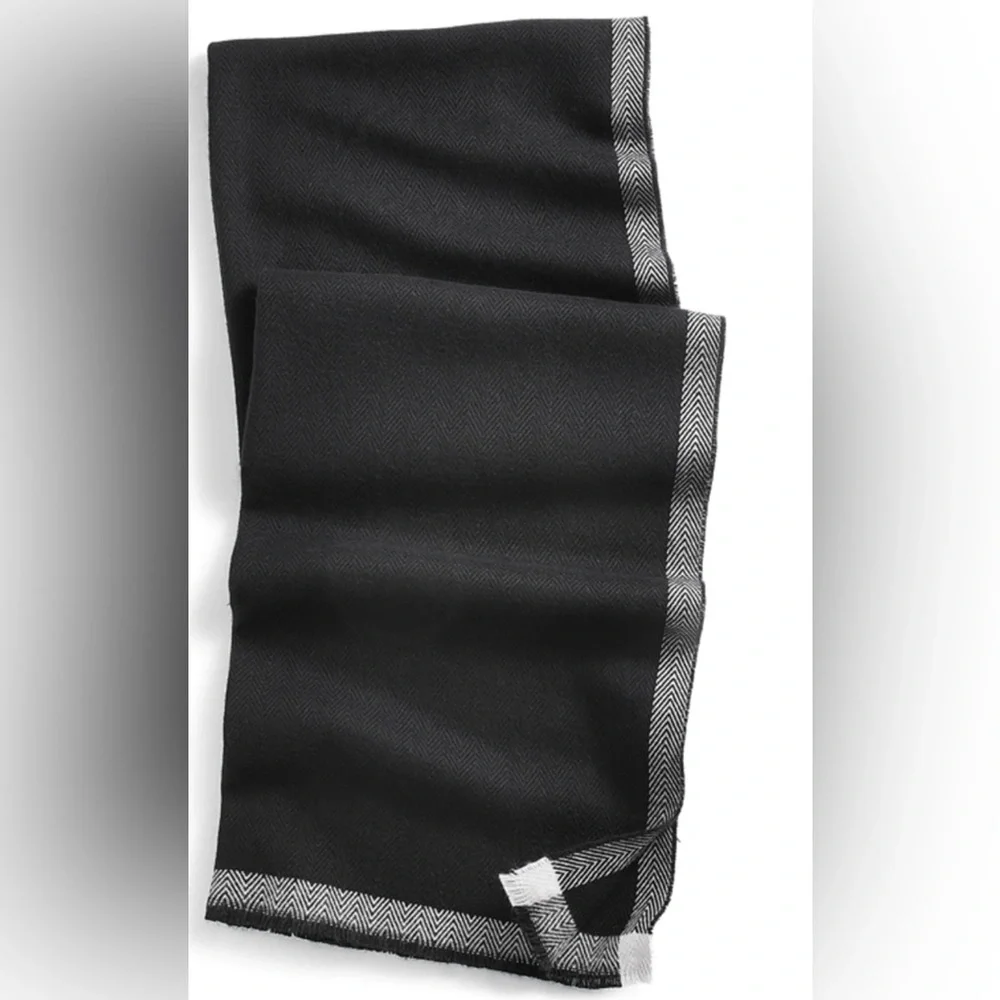 Alfani Men's Black Solid Tipped Scarf One Size